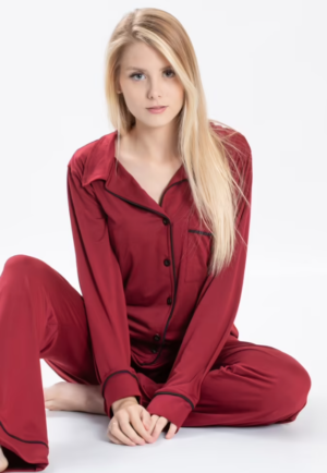 SR0178 - PIJAMA AMERICANO MANGA LONGA - VERMELHO