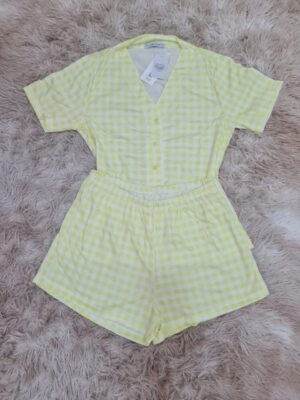 SR0567 - PIJAMA AMERICANO XADRES AMARELO